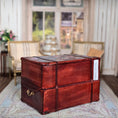 Load image into Gallery viewer, Sylvia Rountree Functional Aged Leather Steamer Trunk with Travel Labels & Storage

