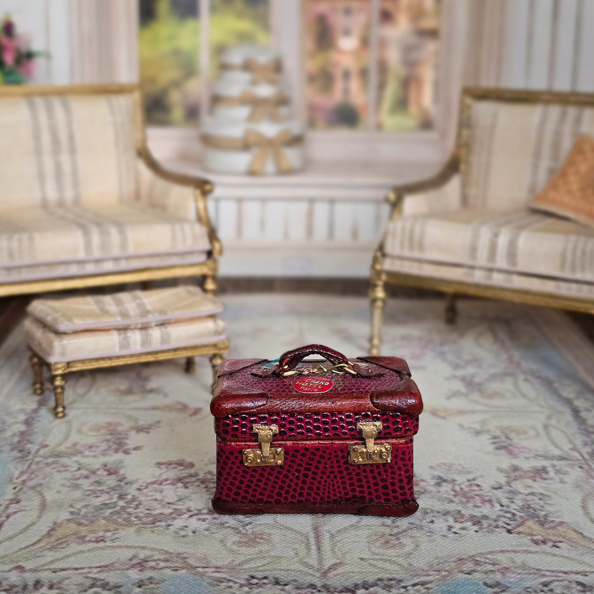 Sylvia Rountree Functional Train Case with Toile Lined Interior by The Dolls Cobbler