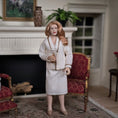 Load image into Gallery viewer, Clay Elegant Strawberry-Blonde Lady in Cream Wool Suit Artisan Doll with Wine Glass
