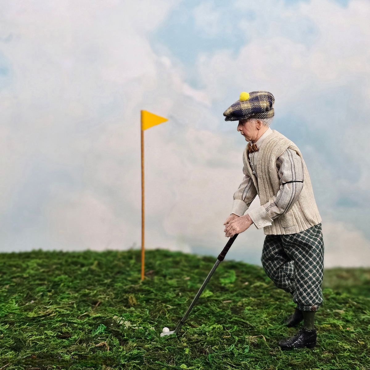 Marcia Backstrom Gentleman Golfer Doll with Jose Gomez Leather Golf Bag & Five Clubs