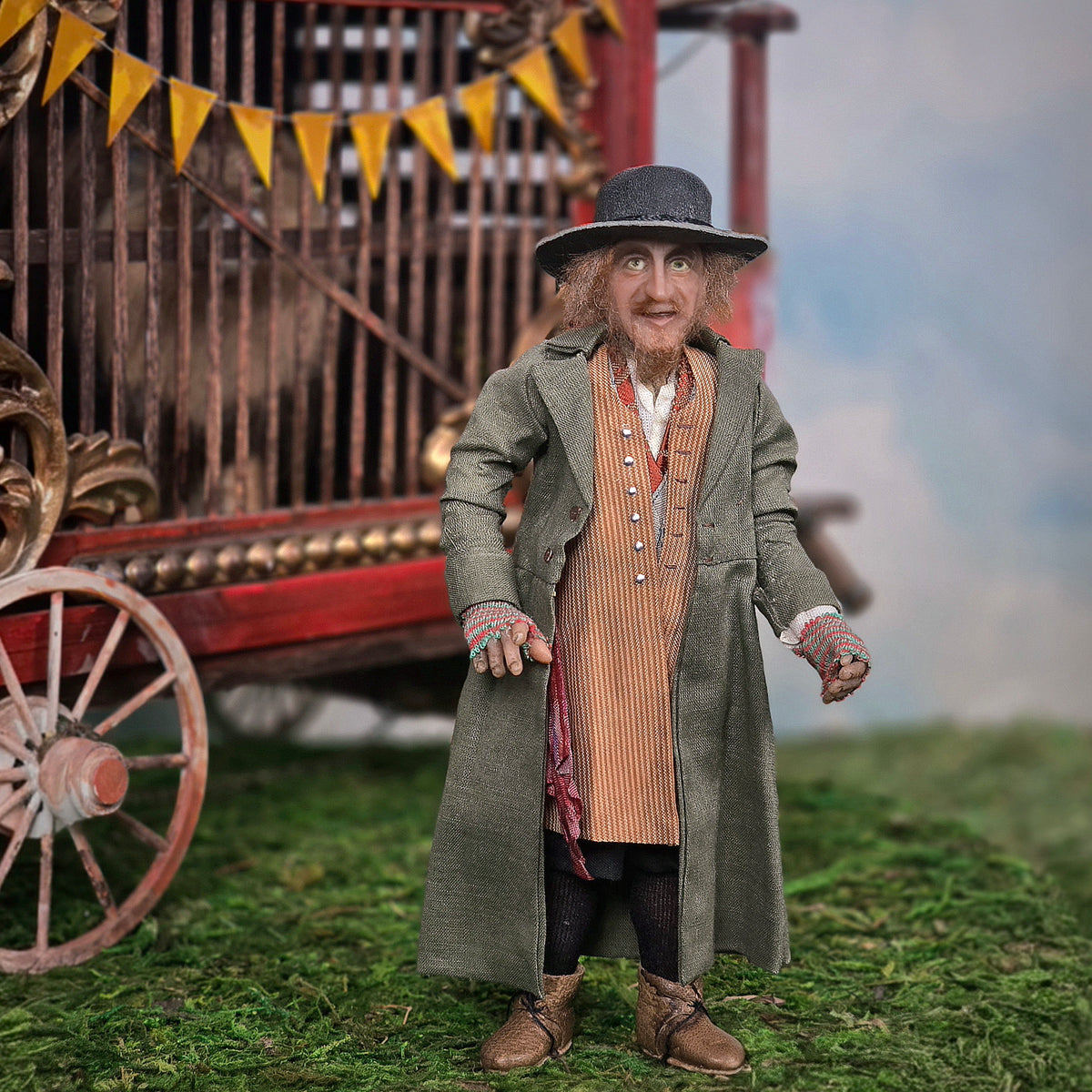 Jo Medvenics Pickpocket Fagin from Oliver Twist Clay Character Doll, Victorian Costume