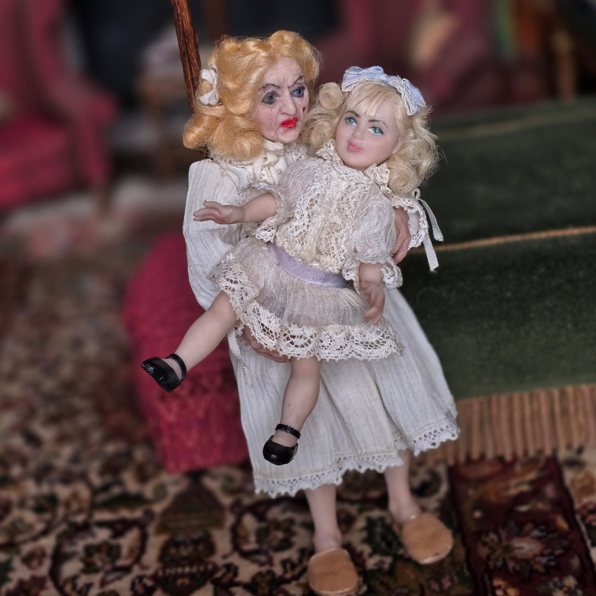 RESERVED for Joan Crawford What Ever Happened to Baby Jane? Miniature Doll Set by Galieva Guzel Adult Baby Jane & Doll Replica