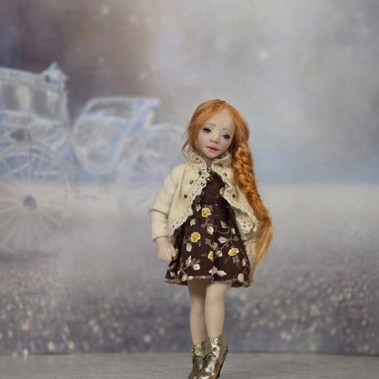 Little Girl Doll in Floral Dress by Marina Suzdaltseva OOAK Artisan Doll