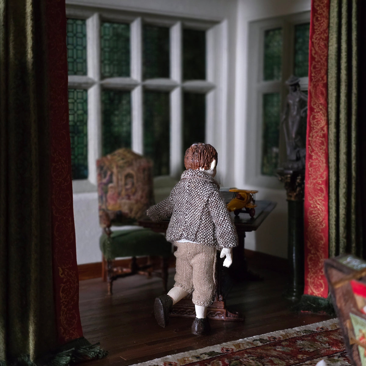 1:12 Scale Little Boy Doll in Tweed Jacket by Marina Suzdaltseva Hand-Sculpted