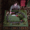 Load image into Gallery viewer, 1:12 Scale Young Boy Playing with Train Set by Julie Campbell Miniature Vignette
