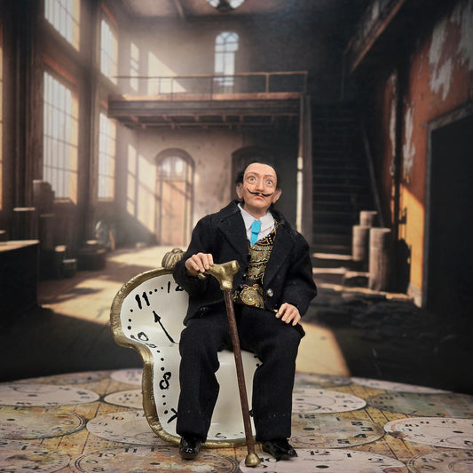 RESERVED FOR  Vincent Van Gogh 1:12 Scale Salvador Dalí Doll with Melting Clock Chair by Alla Domboski Surrealist Miniature