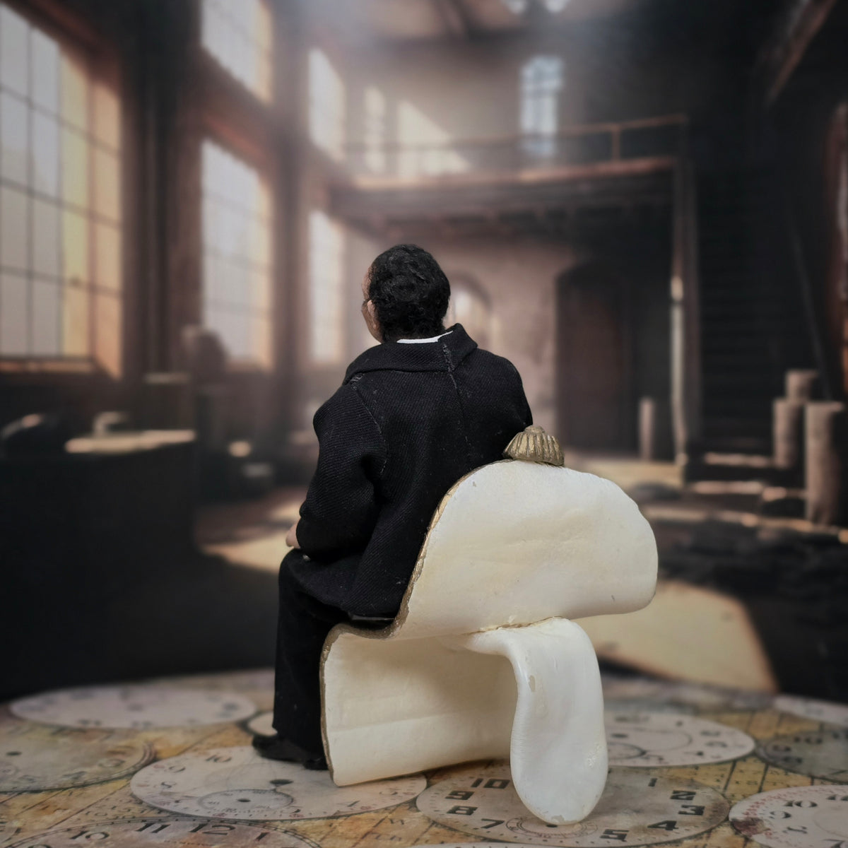 RESERVED FOR  Vincent Van Gogh 1:12 Scale Salvador Dalí Doll with Melting Clock Chair by Alla Domboski Surrealist Miniature