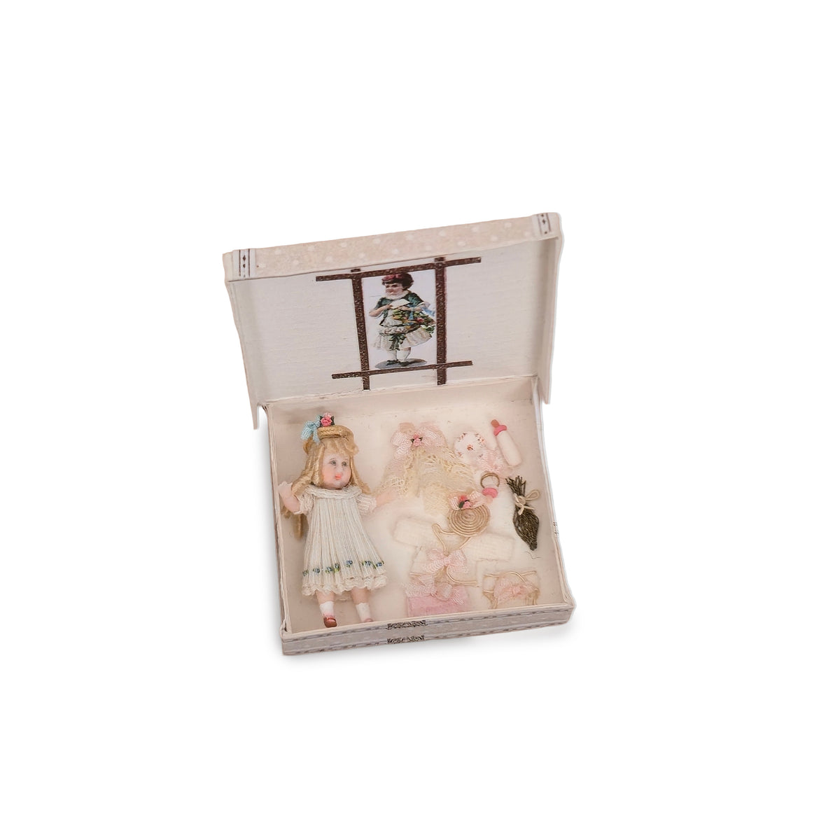 Maria Victoria Heredia Guerbos Victorian Mignonette Porcelain Doll with Trousseau Box