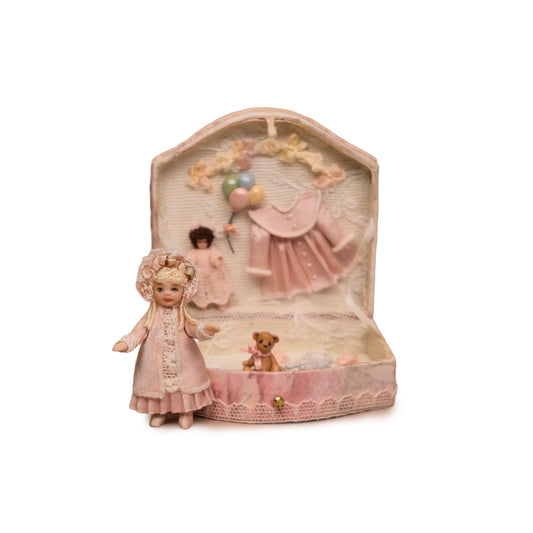 Diane Yunnie Victorian Porcelain Girl Doll with Pink Wardrobe & Keepsake Presentation Box
