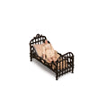Load image into Gallery viewer, Pat Boldt Antique-Style Porcelain Doll's Doll with Leather Body on Ornate Metal Bed

