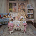 Load image into Gallery viewer, Pat Boldt Lace-Filled Wirework Toy Trunk with 6 Bisque Porcelain Dolls & Nursery Toys
