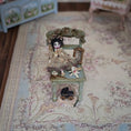 Load image into Gallery viewer, Victorian Doll on Aged Ornate Chair with Miniature Nursery Toys 1:12 Scale Diorama
