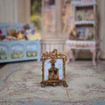 Load image into Gallery viewer, Signed Rococo Gilt Mantel Clock with Hidden Miniature Dollhouse Diorama
