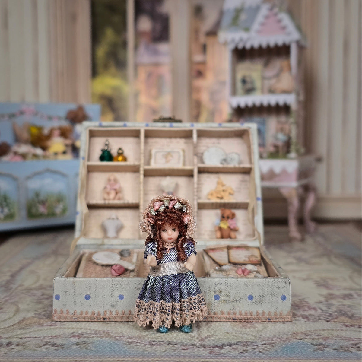 Tina Richardson Victorian Doll's Trousseau in Miniature Presentation Box with Accessories