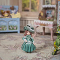 Load image into Gallery viewer, Terri Davis Edwardian Girl Doll's Doll in Emerald Green Silk Dress & Feathered Hat
