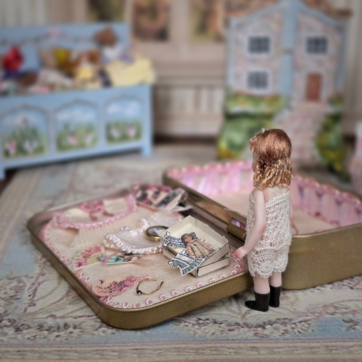 Pat Boldt Porcelain Doll's Doll with Lily of the Valley Presentation Box & Victorian Trousseau