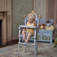 Load image into Gallery viewer, Svetlana Bläsing OOAK Pointing Blonde Toddler Girl Doll in Yellow Polka Dot Romper
