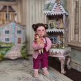 Load image into Gallery viewer, Linda Stier Victorian Mignonette Doll in Pink Silk & Lace Dress, Porcelain 1:12 Scale
