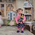 Load image into Gallery viewer, Pat Boldt Black & White Checkered Porcelain Doll's Doll with Blonde Mohair Curls
