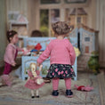 Load image into Gallery viewer, Marcella Cupello Blonde Jointed Porcelain Doll's Doll in Pink Crochet Dress
