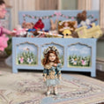 Load image into Gallery viewer, Almudena Gonzalez Victorian Girl Doll's Doll in Blue Silk Drop-Waist Dress with Lace Trim
