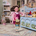Load image into Gallery viewer, Almudena Gonzalez Victorian Girl Doll's Doll in Blue Silk Drop-Waist Dress with Lace Trim
