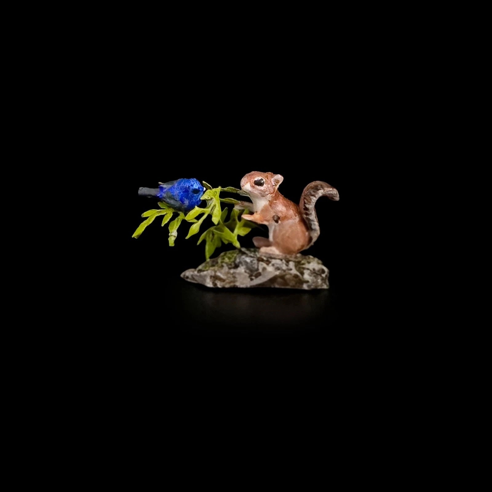 Mary McGrath Early Chipmunk & Blue Bird Sculpture IGMA Miniature