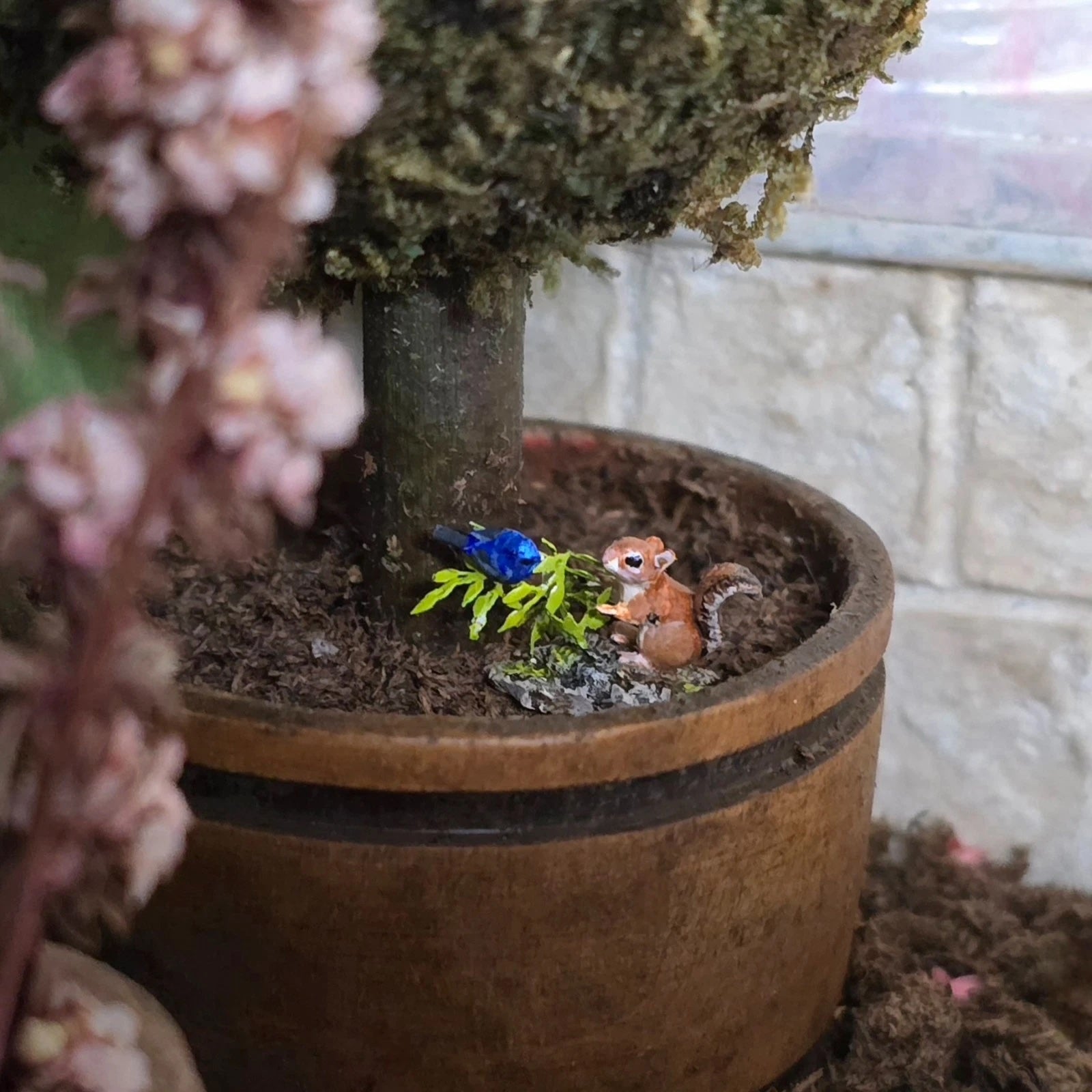 Mary McGrath Early Chipmunk & Blue Bird Sculpture IGMA Miniature