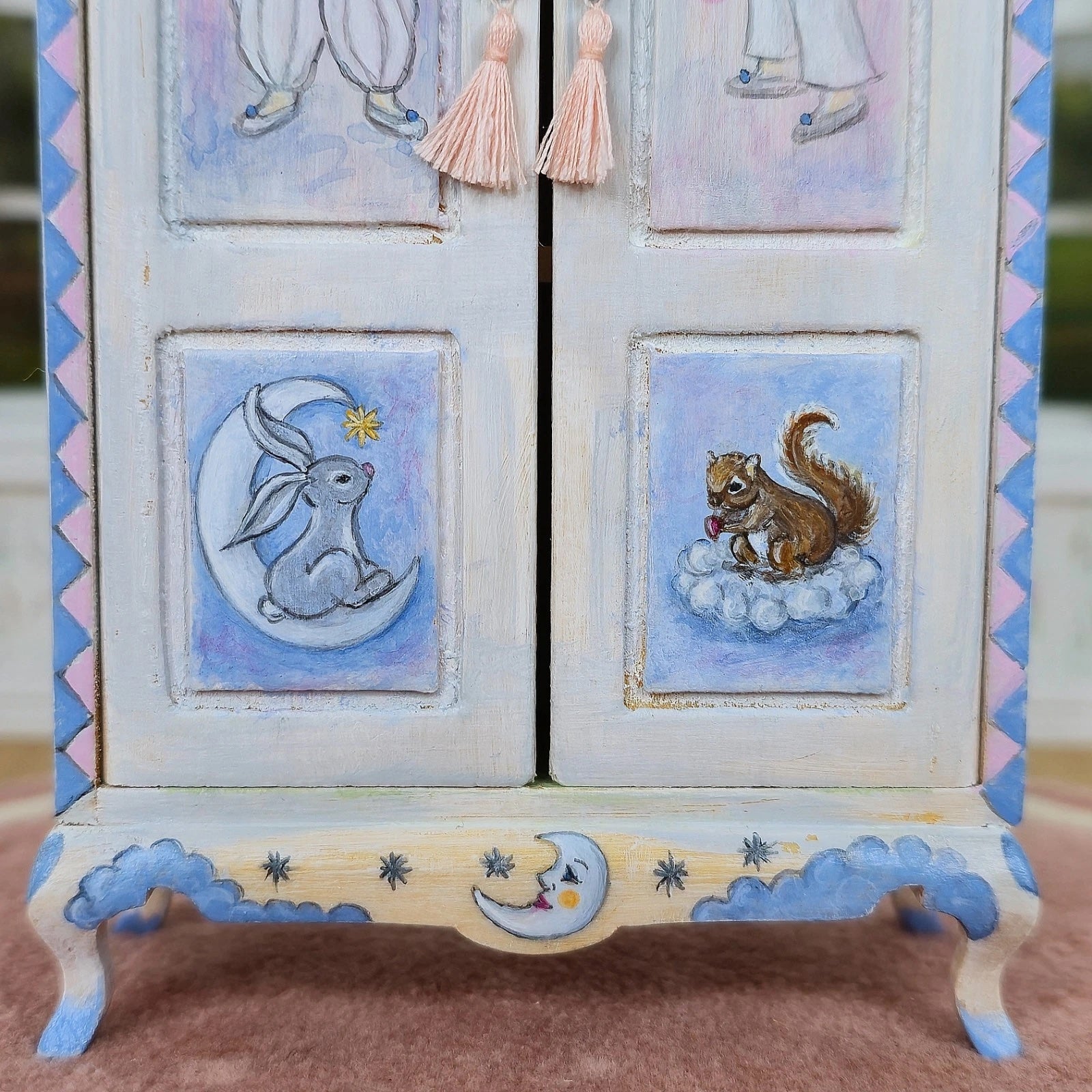 Helen Archoleka Hand-Painted Pierrot Nursery Armoire Miniature Dollhouse
