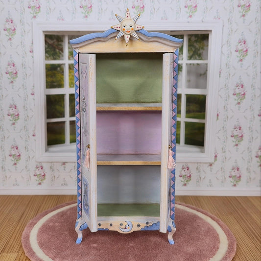Helen Archoleka Hand-Painted Pierrot Nursery Armoire Miniature Dollhouse