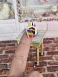 Load image into Gallery viewer, Artisan Rainbow Layer Birthday Cake with Candles & Slice Dollhouse Miniature
