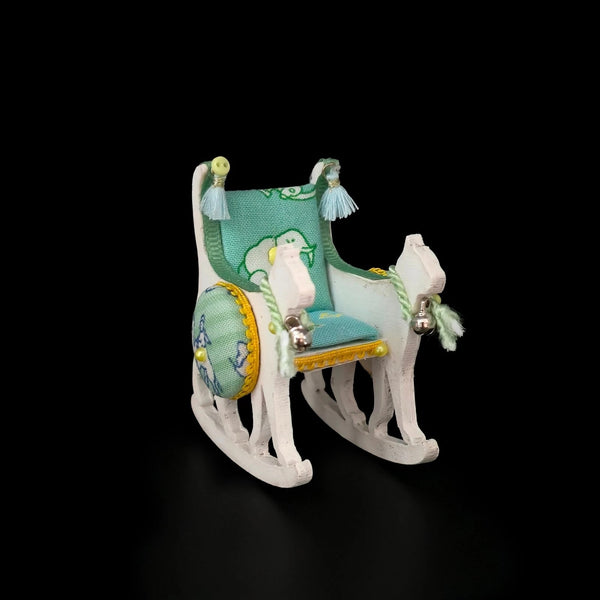 June Sprigg Tooley Cat-Shaped Upholstered Rocker Dollhouse Miniature