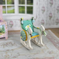 Load image into Gallery viewer, June Sprigg Tooley Cat-Shaped Upholstered Rocker Dollhouse Miniature
