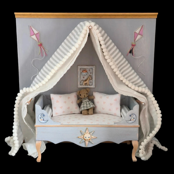 Helen Archoleka Pastel Nursery Day Bed Vignette Dollhouse Miniature
