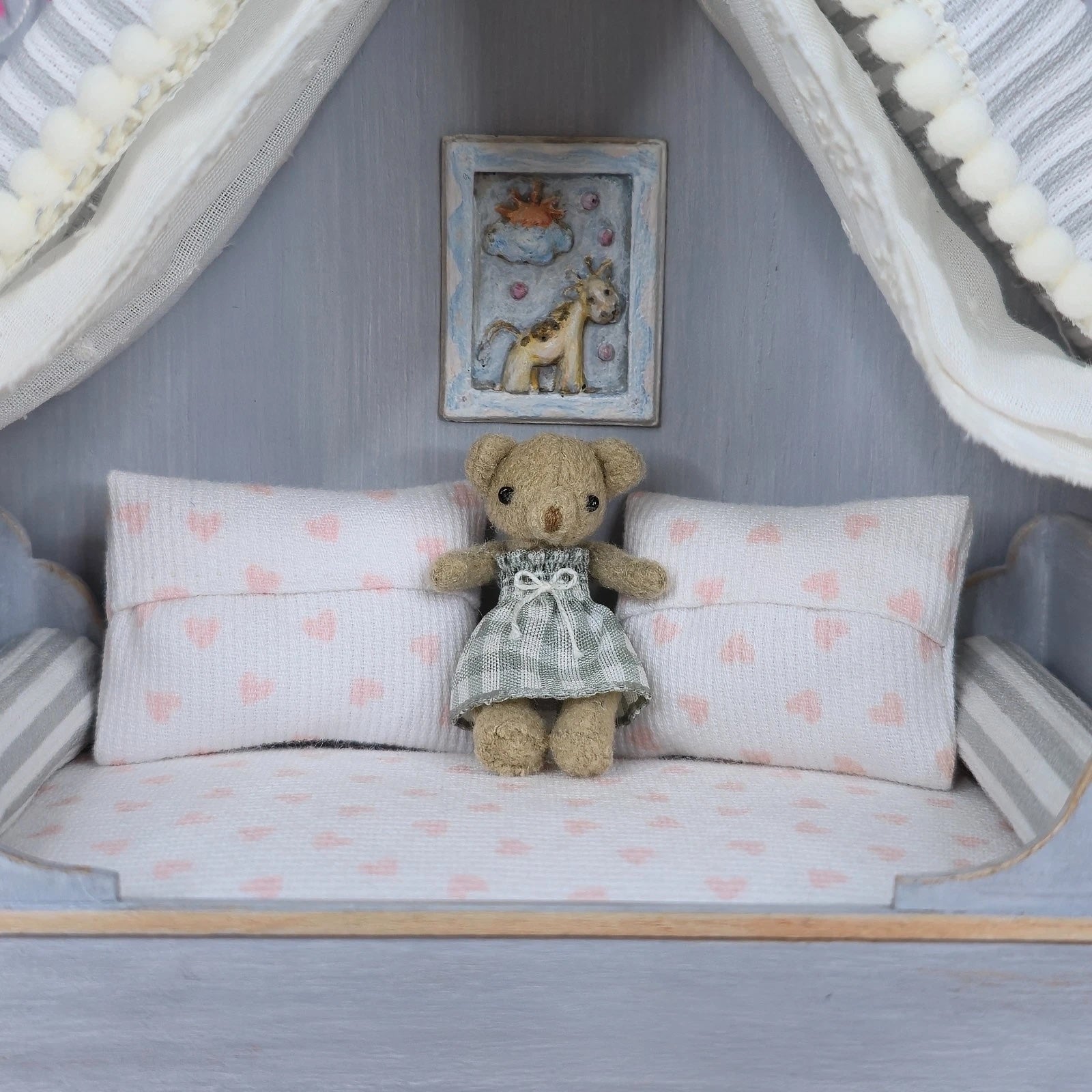 Helen Archoleka Pastel Nursery Day Bed Vignette Dollhouse Miniature