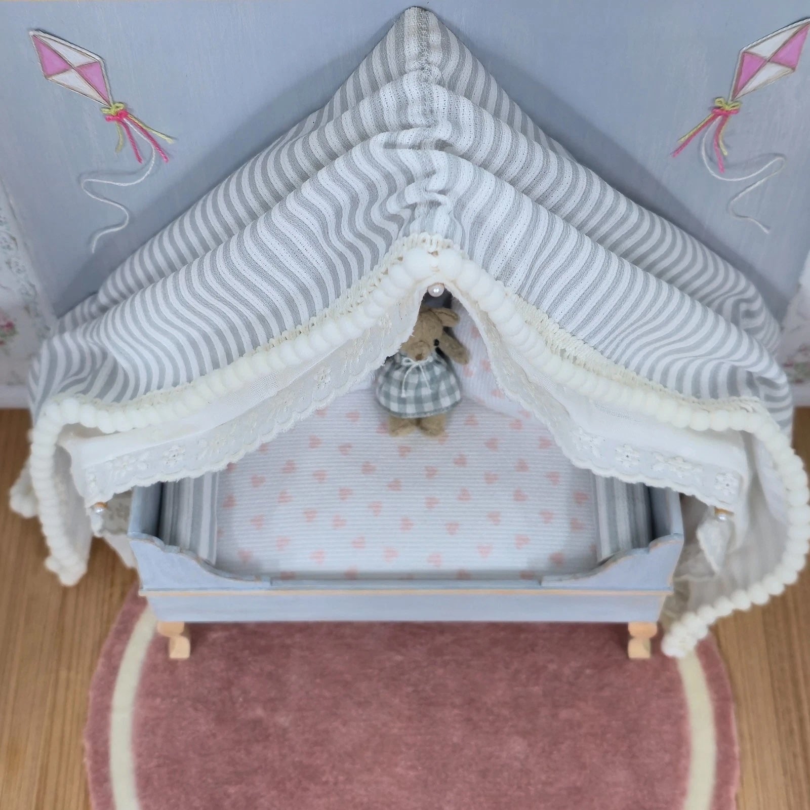 Helen Archoleka Pastel Nursery Day Bed Vignette Dollhouse Miniature