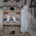 Load image into Gallery viewer, Singing Ghost Woman OOAK Haunted Miniature Lady Doll & Organ Scene by Pat Benedict

