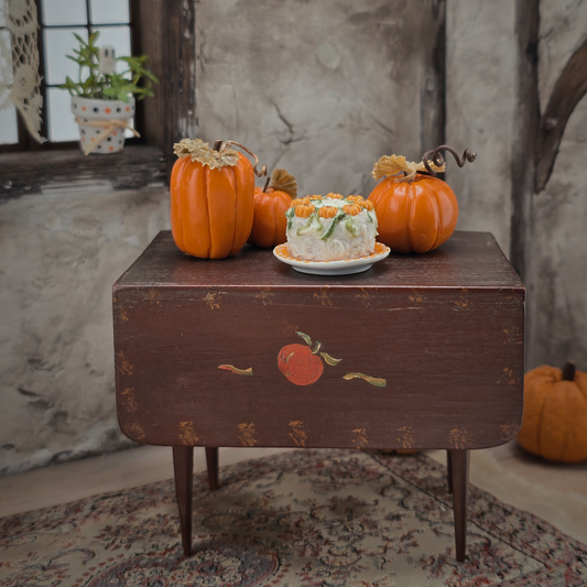 Halloween Autumn Cake & Trio of Pumpkins Rustic Miniature Dessert Display