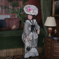 Load image into Gallery viewer, RESERVED FOR RICK: Wealthy Noblewoman Victorian Doll Striped Gown Original Marcia Backstrom Sculpted Clay Dollhouse

