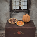Load image into Gallery viewer, Pumpkin & Pecan Pie Pair Vintage Artisan Hand Sculpted Fall Miniature Desserts
