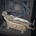 Load image into Gallery viewer, Clay Halloween Clawfoot Bathtub OOAK Miniature with Skeleton, Skulls & Candles
