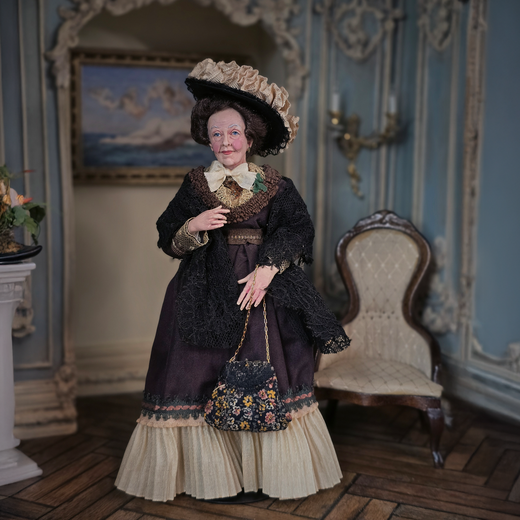 Victorian Lady Silk Walking Gown Original Marcia Backstrom Sculpted Dollhouse Doll 1999