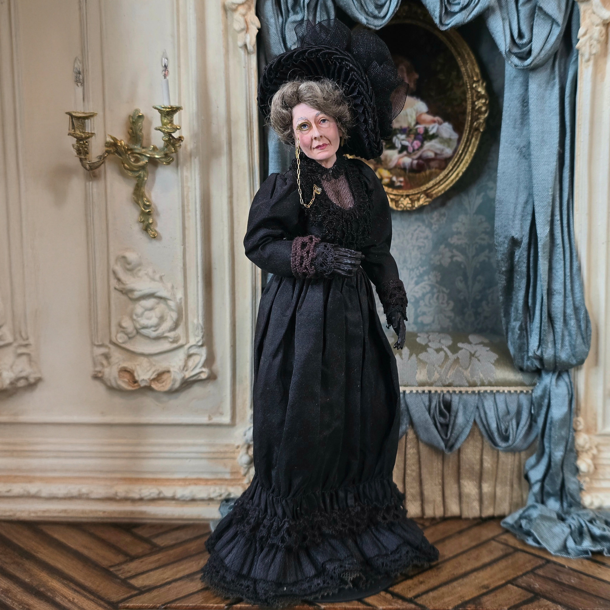 Victorian Mourning Dowager Original Marcia Backstrom Sculpted Dollhouse Doll