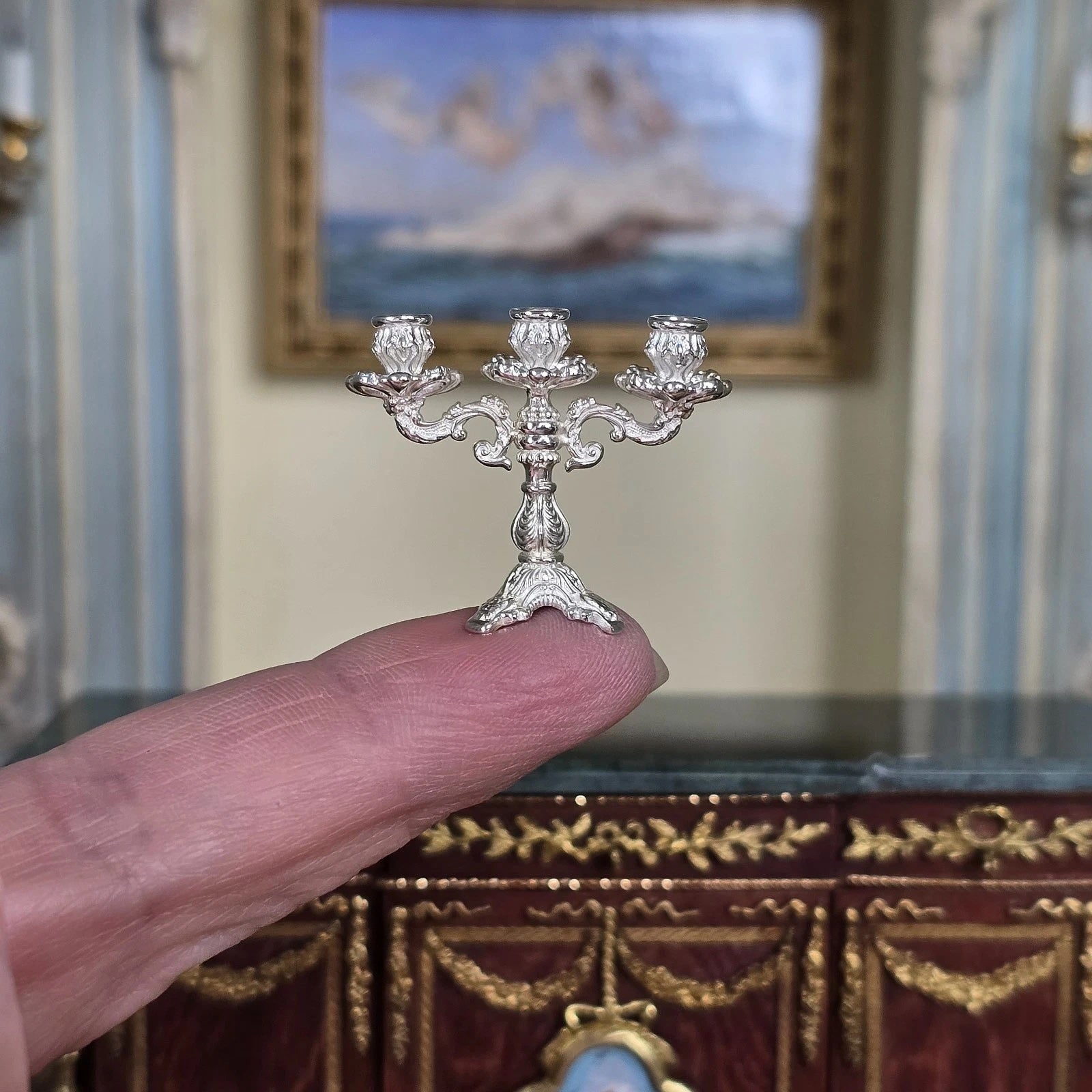 Dimitri Shevchenko Sterling Silver Baroque Candelabra Dollhouse Miniature