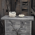 Load image into Gallery viewer, White Smiling Skeleton Cake & Black Widow Spider Cookies Miniature Halloween Dessert Set
