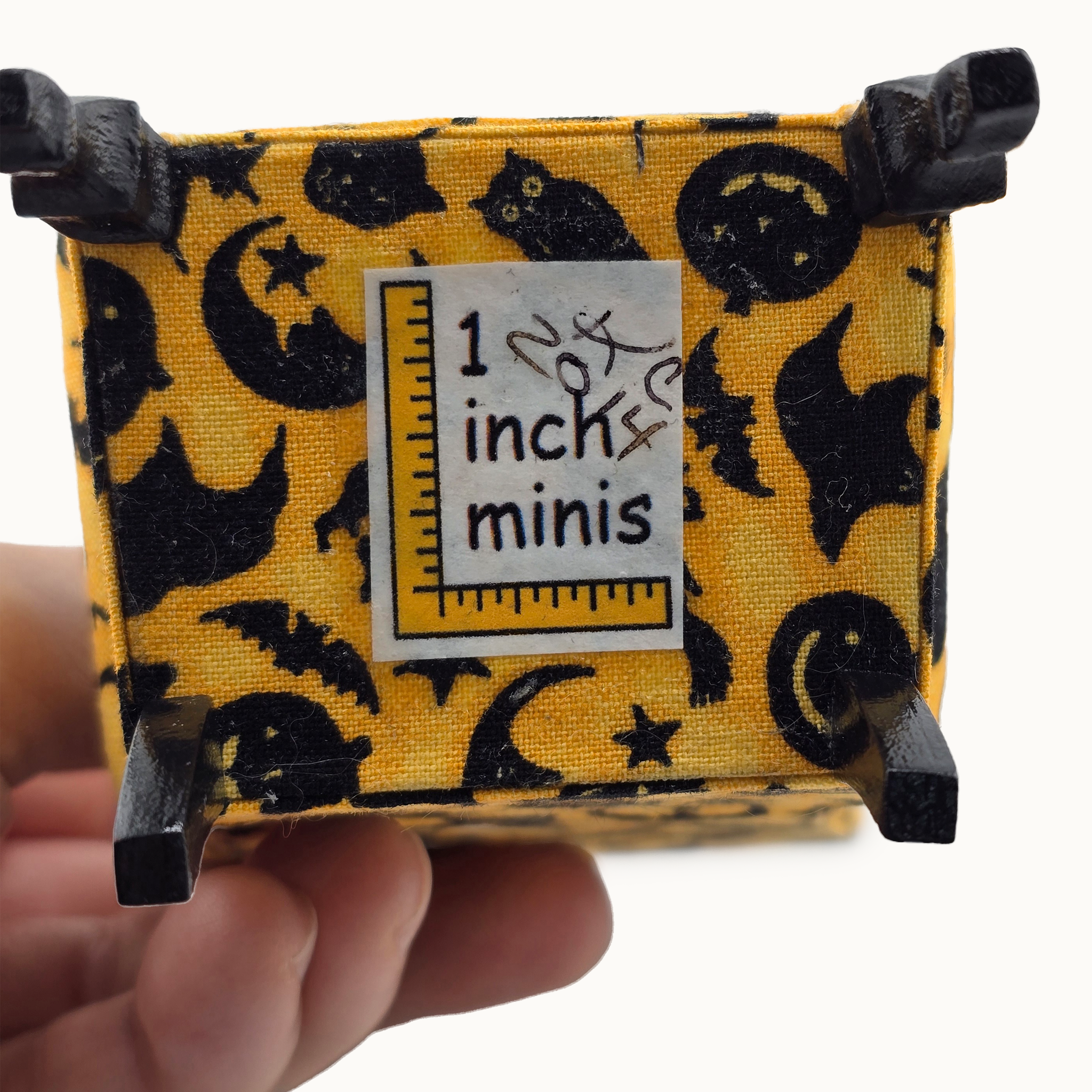 Kris Compas Yellow & Black Upholstered Halloween Print Wing Back Armchair, Pillow & Table