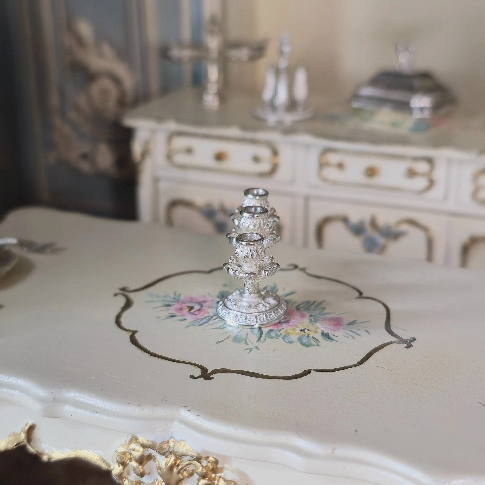 Dimitri Shevchenko Sterling Silver Baroque Candelabra Dollhouse Miniature