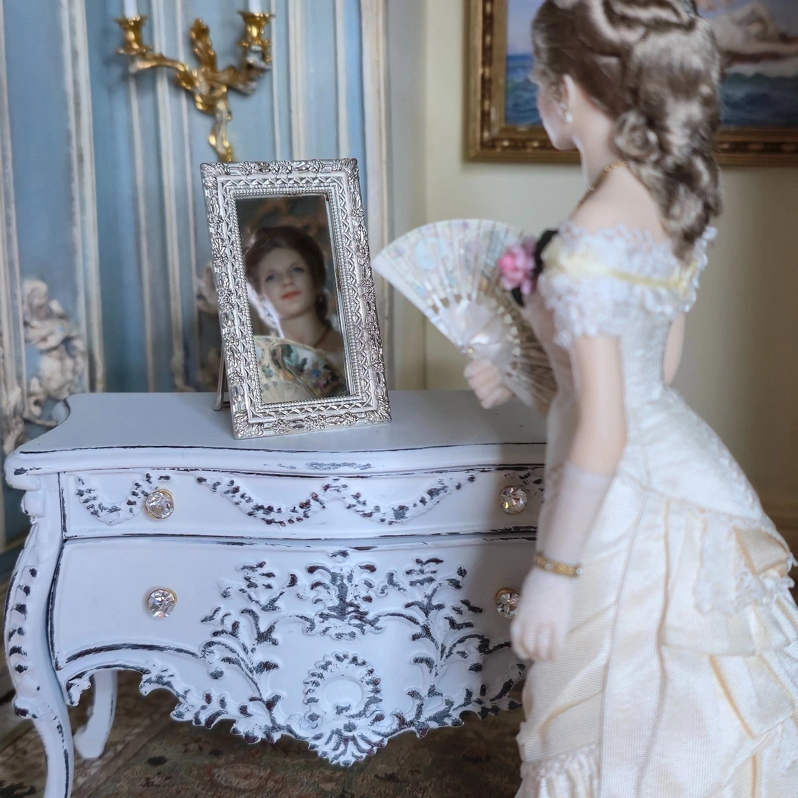 Dimitri Shevchenko Sterling Silver Tabletop Mirror Dollhouse Miniature
