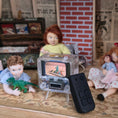 Load image into Gallery viewer, Miniature Dollhouse Working Clear Retro Television TV with Remote 1:12
