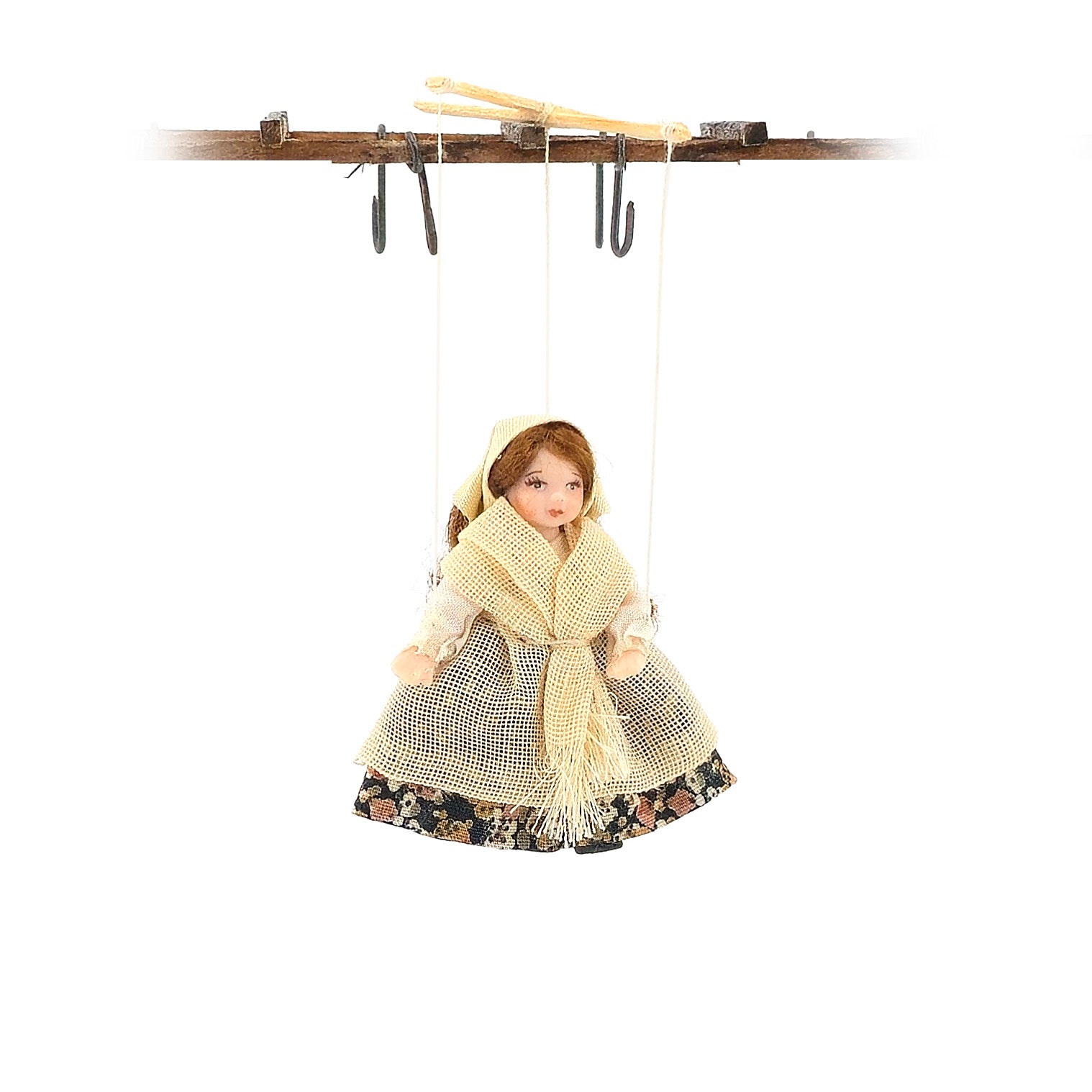 Storybook Village Peasant Girl Marionette Puppet by Loretta Kasza